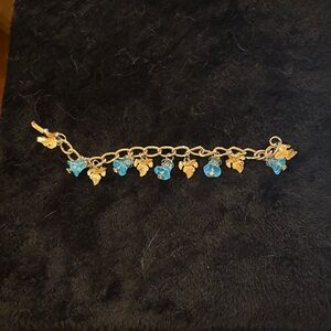Elegant Gold and Blue Floral Bracelet